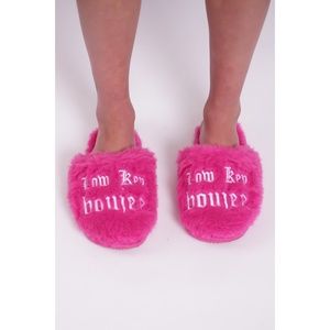 Low Key Boujee Pink Plush Fuzzy Slippers | Cozy Faux Fur slides with Rubber sole